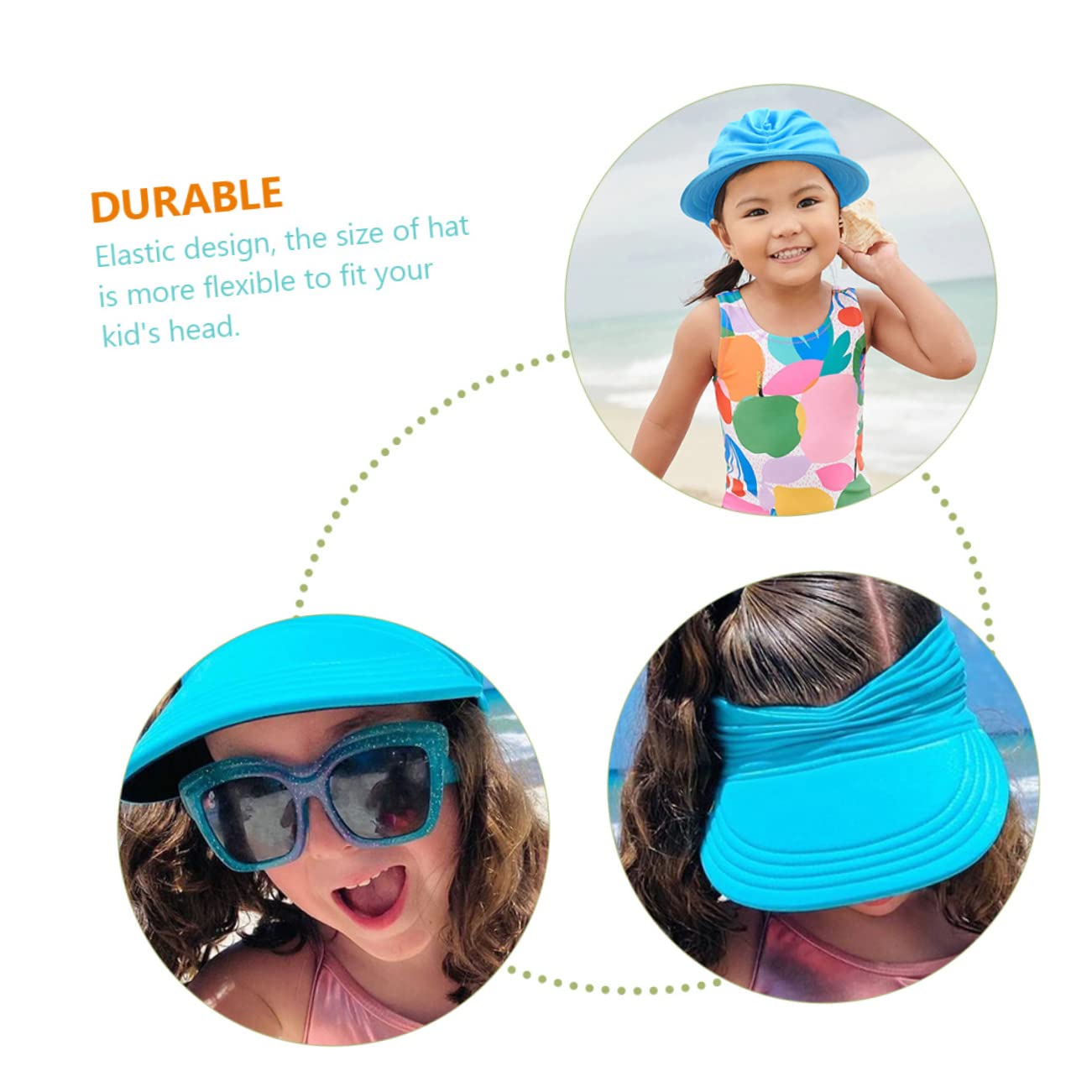 KOMBIUDA 4pezzi Cappello Sole Estivo per Ragazzo Ragazza con Visiera Larga Cappello da Spiaggia e Traspirante Protezione UV per attività all Aperto Adatto Viaggi e Vacanze Lago Taglia Anni