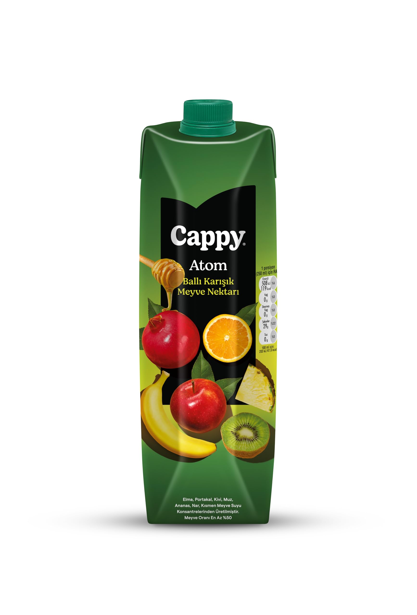 Cappy Atom Ballı Karışık Meyve Nektarı Karton Kutu 12x1 L