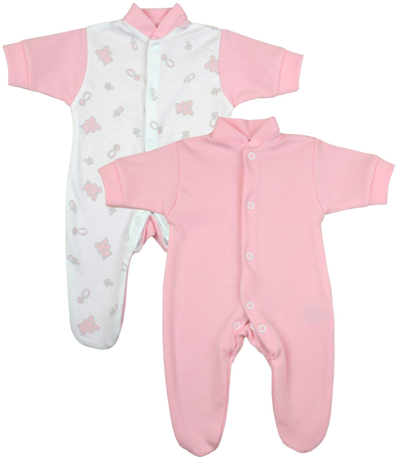 Babyprem Pink Pack Of 2 Premature Early Baby Clothe Sleepsuits 32-38Cm 1.5Lb To 3.5Lb