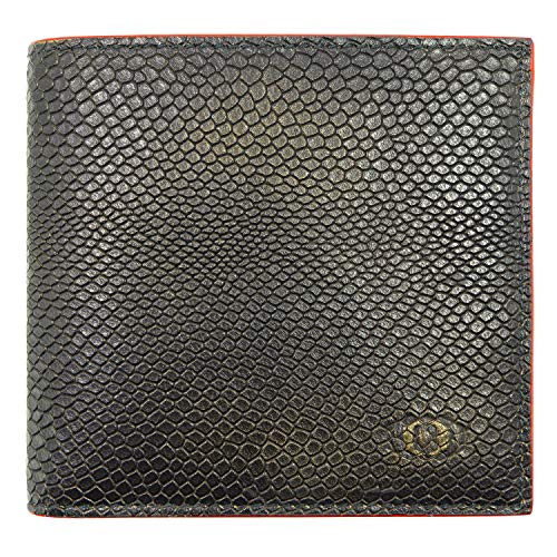 ColdFire Snake Eye Slim Wallet - 8 Card Slots - RFID Blocking - Mens wallet Leather Bifold - Multi Compartment Design - Snakeskin Pattern (Red Edges)2