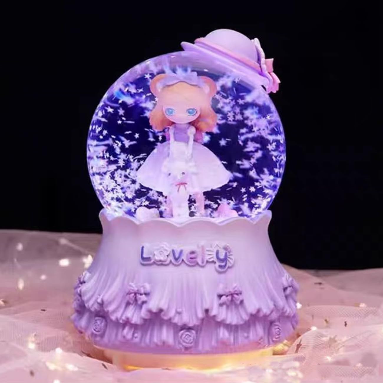Snow Globes,Princess Music Snowglobes with Automatic Snow Fall Effect,Color Changing LED Lights,Gifts for Girls,Birthday Christmas Festival Snow Globe Gift for 5-15 Year Old Girls and Boys (Purple)