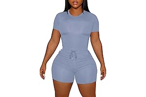 LovelyWholesale Women's 2 Piece Outfits Summer Tracksuit Set Skinny Shorts