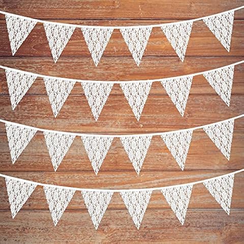 Banderines de encaje blanco de 9 m/30 pies Cover