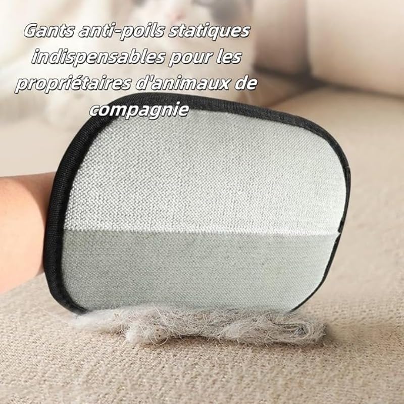 Le Comptoir Animalier FurFree – Gant Anti-Poils Réutilisable & Écologique(Noir,2 Gant)