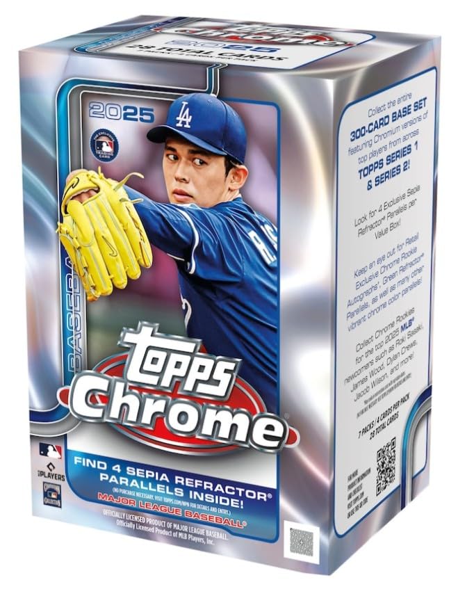 Amazon.com: 2025 Topps Chrome Baseball Sealed Value Blaster Box (7