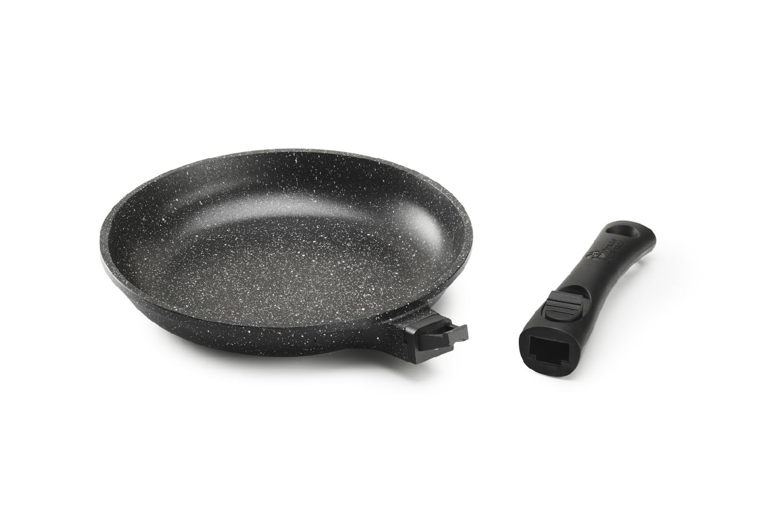 Pradel Excellence - PCUI001004 - Poêle en Fonte d'Aluminium Premium Ø32cm - Revêtement Anti-Adhésif Façon Pierre - Manche Amovible - Tout Feu, Induction, Four, Noir