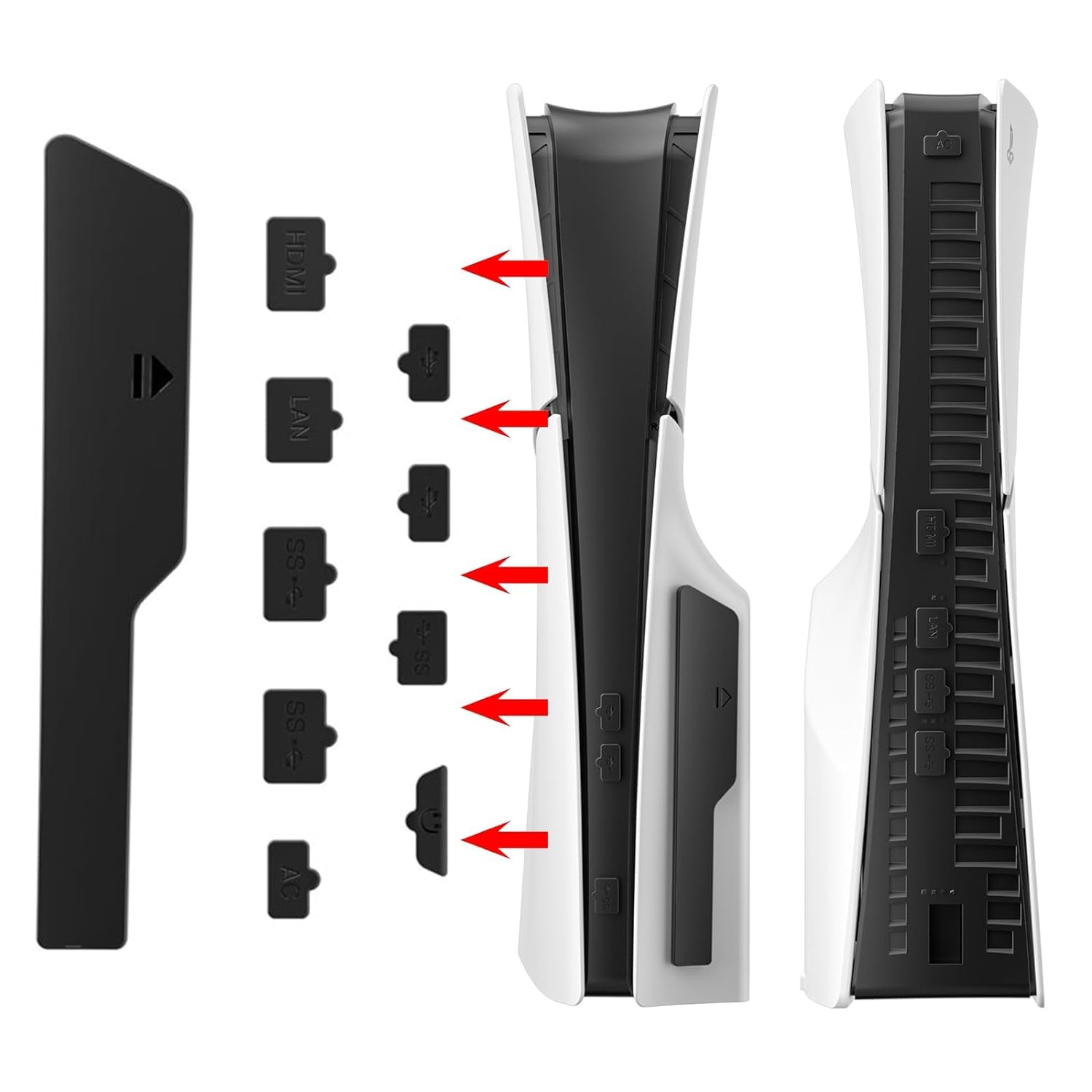 TCOS TECH PS5 Slim Dust Proof Kit, 9Pcs Dust Plug Kit for PS5/PS5 Slim Console, PS5 Silicone Dust Plugs Protector Antidust Cover Dustproof Plug for Playstation 5 Slim Disk/Digital Console (B0D7CHN7WQ) Amazon Price History, Amazon Price Tracker