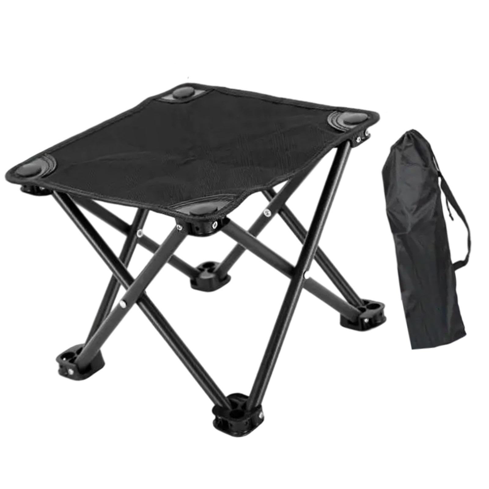 harayaa Camping Stool Portable Foldable Footstool Recliner Foot Rest for Park Garden Beach, Black