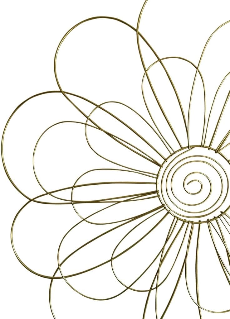 Bellaa 23240 Golden Metal Wall Art Decor 29 inch Modern Abstract Contemporary 3D Geometric Sculpture Living Room Scroll Outdoor Garden Patio Backyard Boho Farmhouse