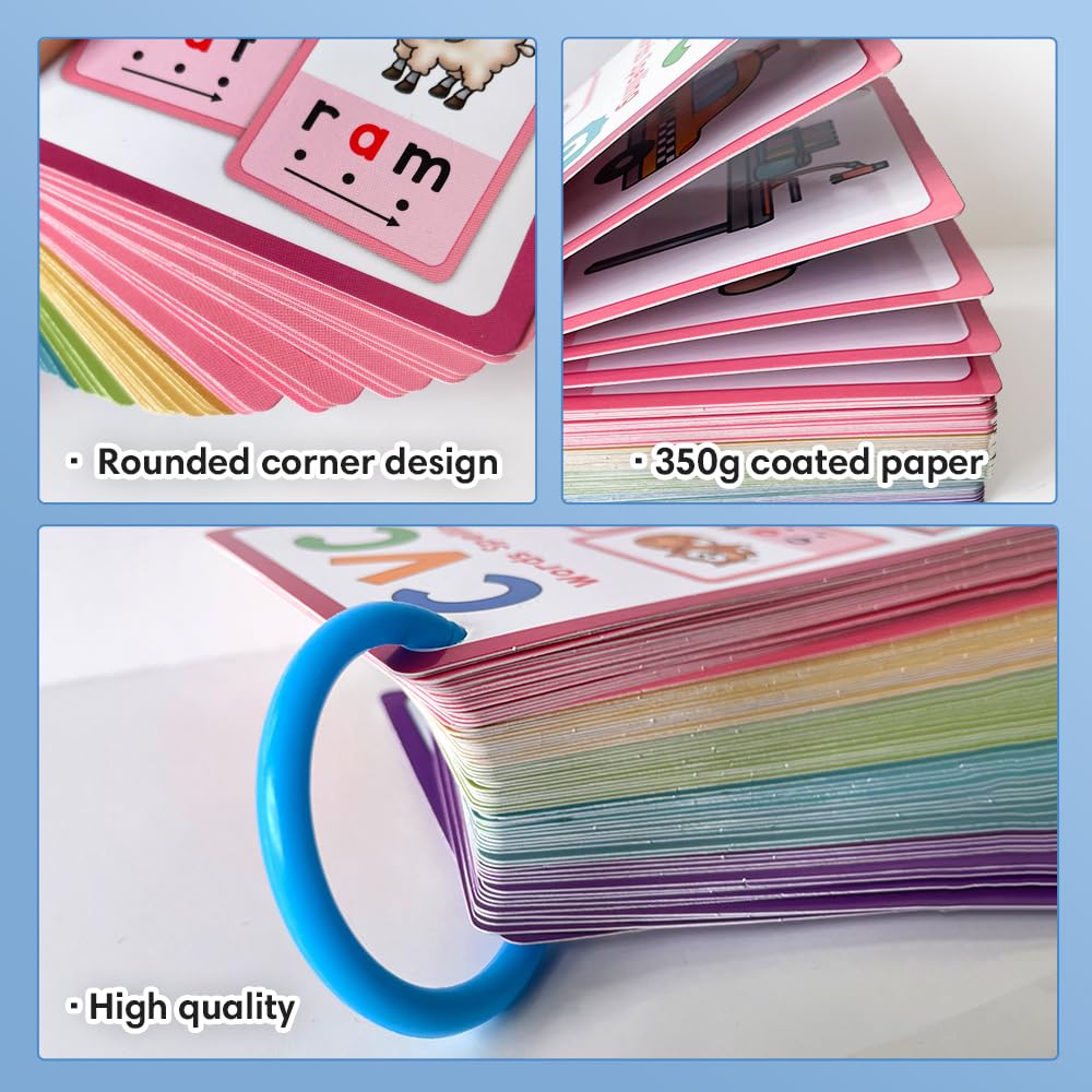 Lachilly Montessori CVC Words Flashcards Short Vowel Reading Letters Sorting Spelling Word English Cards CVC Beginning Phonics Word Builders Toddler Learning Toys 130 Words - Image 4