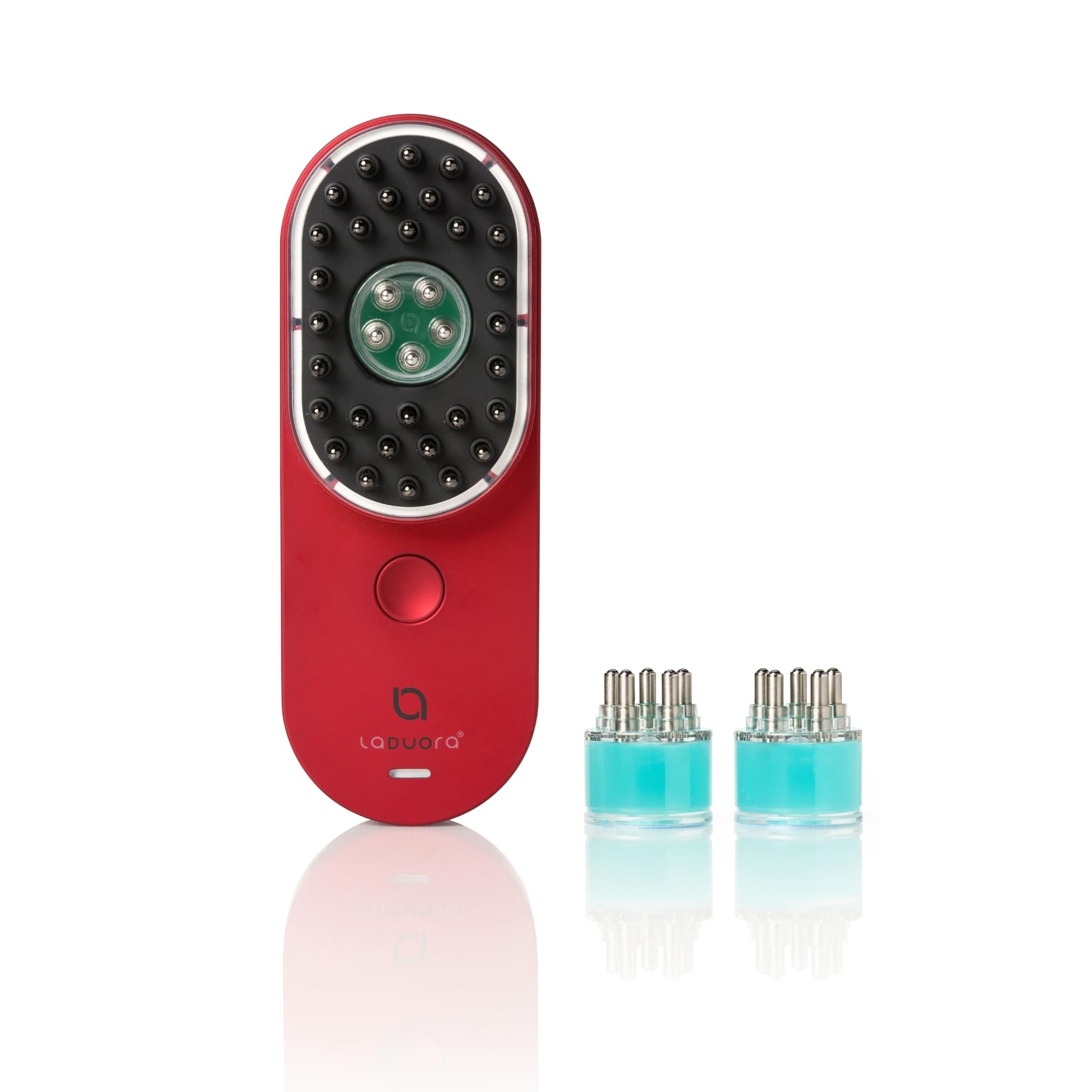 Duo 4-in-1 Scalp & Hair Care Device and Boost Pod Set of 2 | Warming Scalp Massage Brush for Smoother, Thicker, Healthier-Looking Hair (Red)
