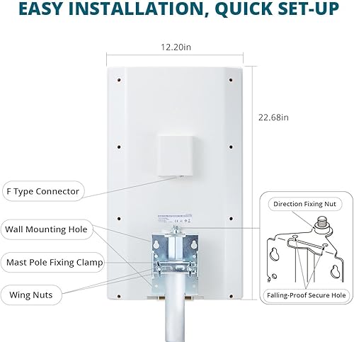 Miniatura 4 de Antena de TV UFO de recepción omnidireccional de 360 para exteriores, rango de 65 millas con Smartpass amplificado e integrado filtro 4G LTE para