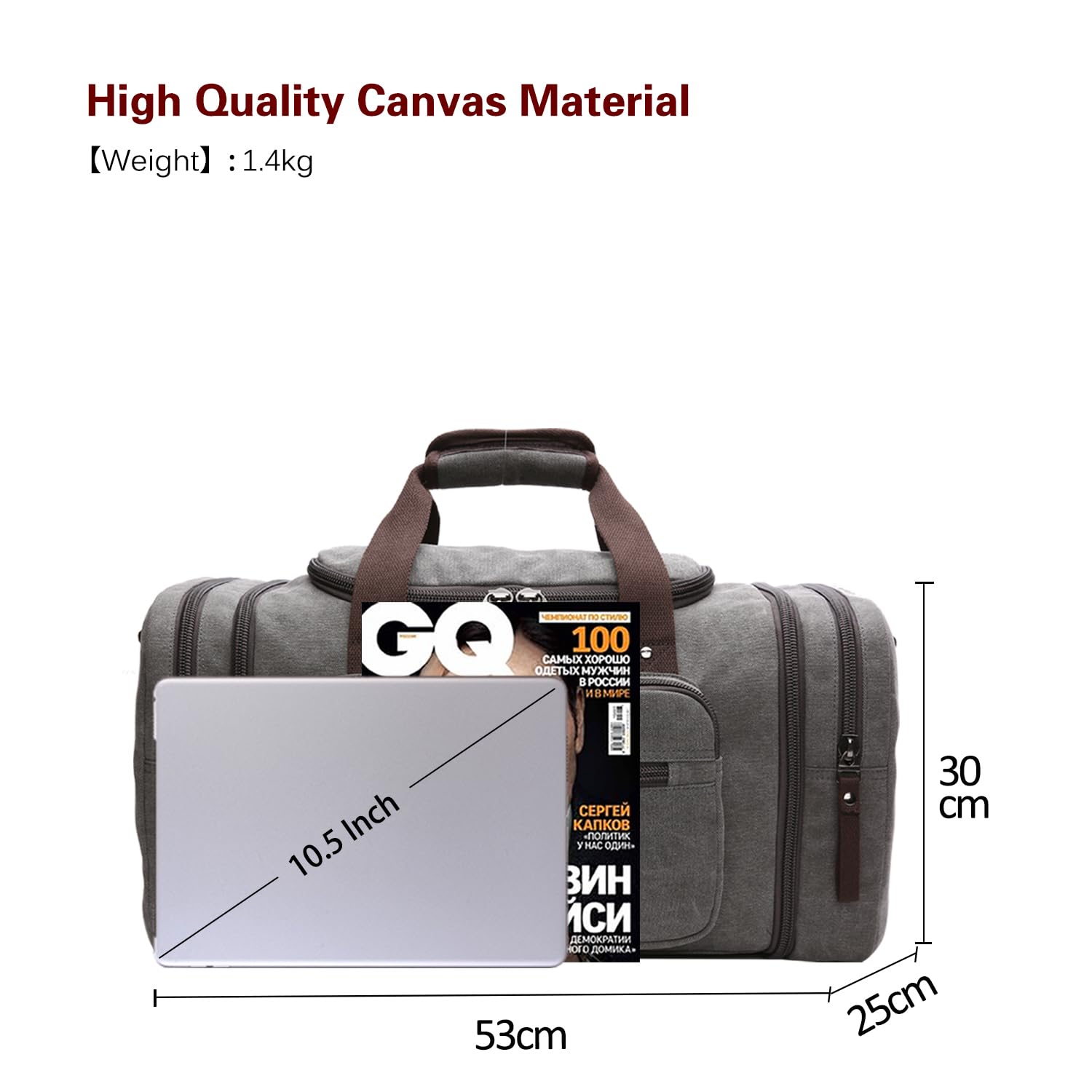 FANDARE Borsa da Sportiva Uomo/Donna Gym Borsa Tote da Viaggio Weekend Overnight Outdoor Camping Borsetta Boston Borsa a Tracolla Traspirante Tela Grigio