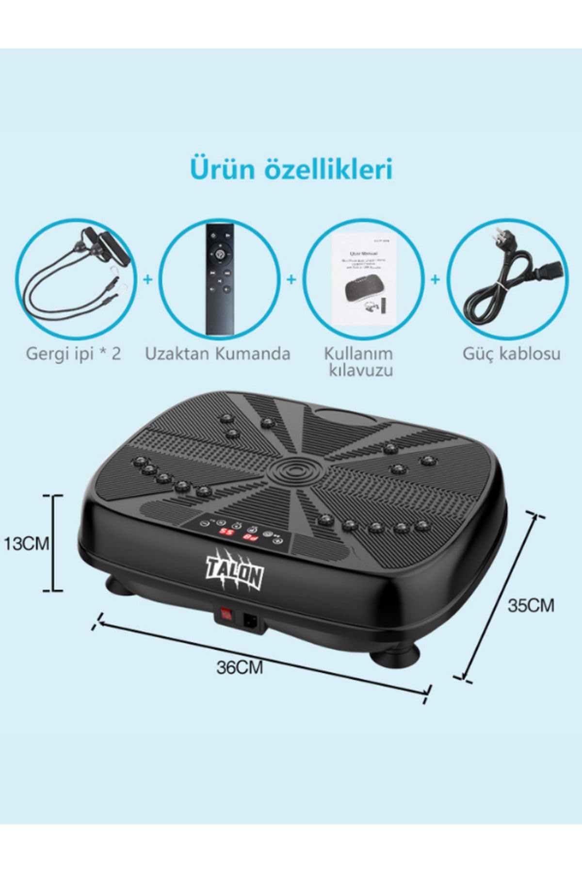 Egzersiz Aleti Yüksek Titreşimli 1-99 Seviye Hız Ayarlı Bluetoothlu Kumandalı Vibration Plate LED Ekran