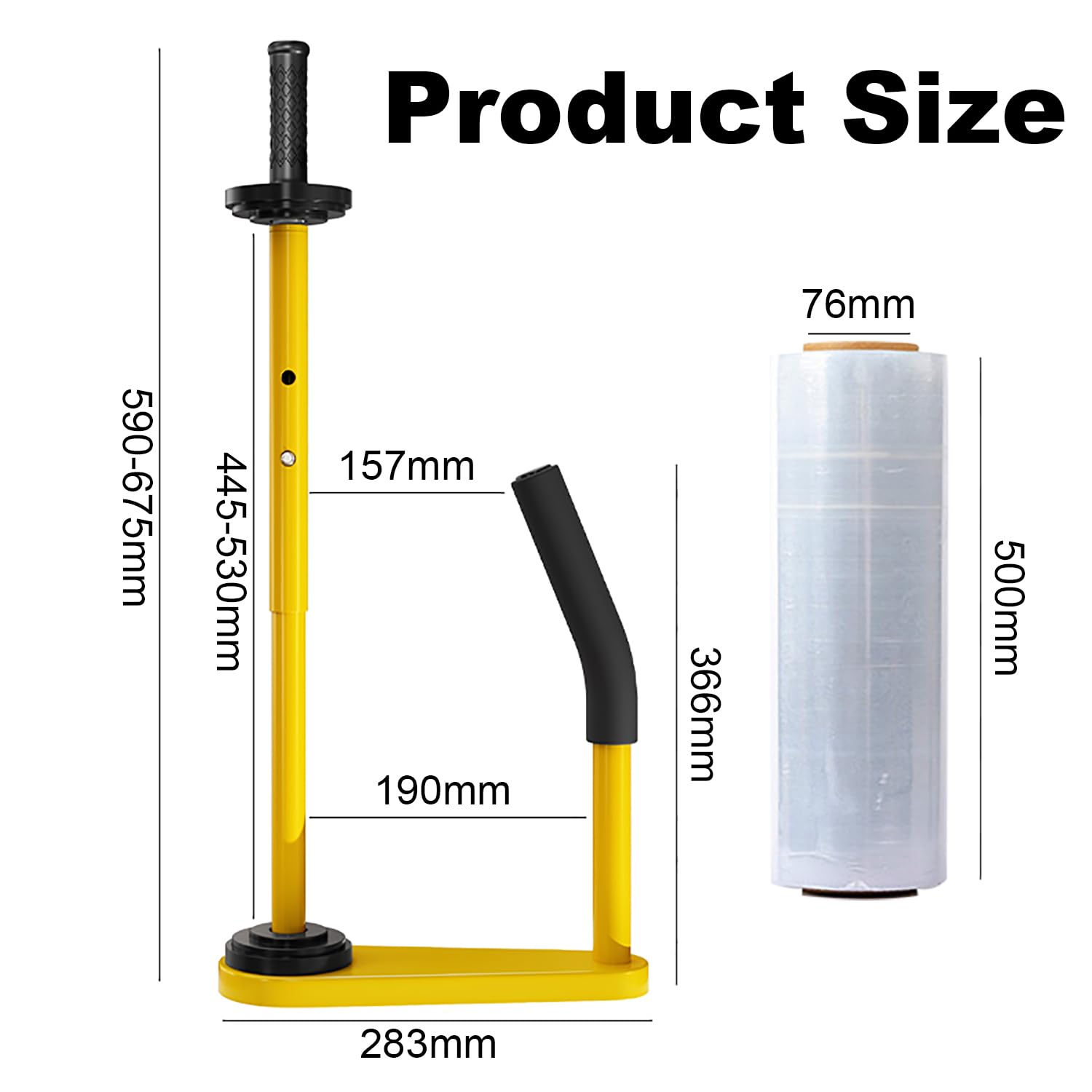 Teleskopowy dozownik folii stretch, z 6 rolkami folii stretch, profesjonalny ergonomiczny ręczny dozownik do folii stretch, odpowiedni do szerokości 45-50 cm