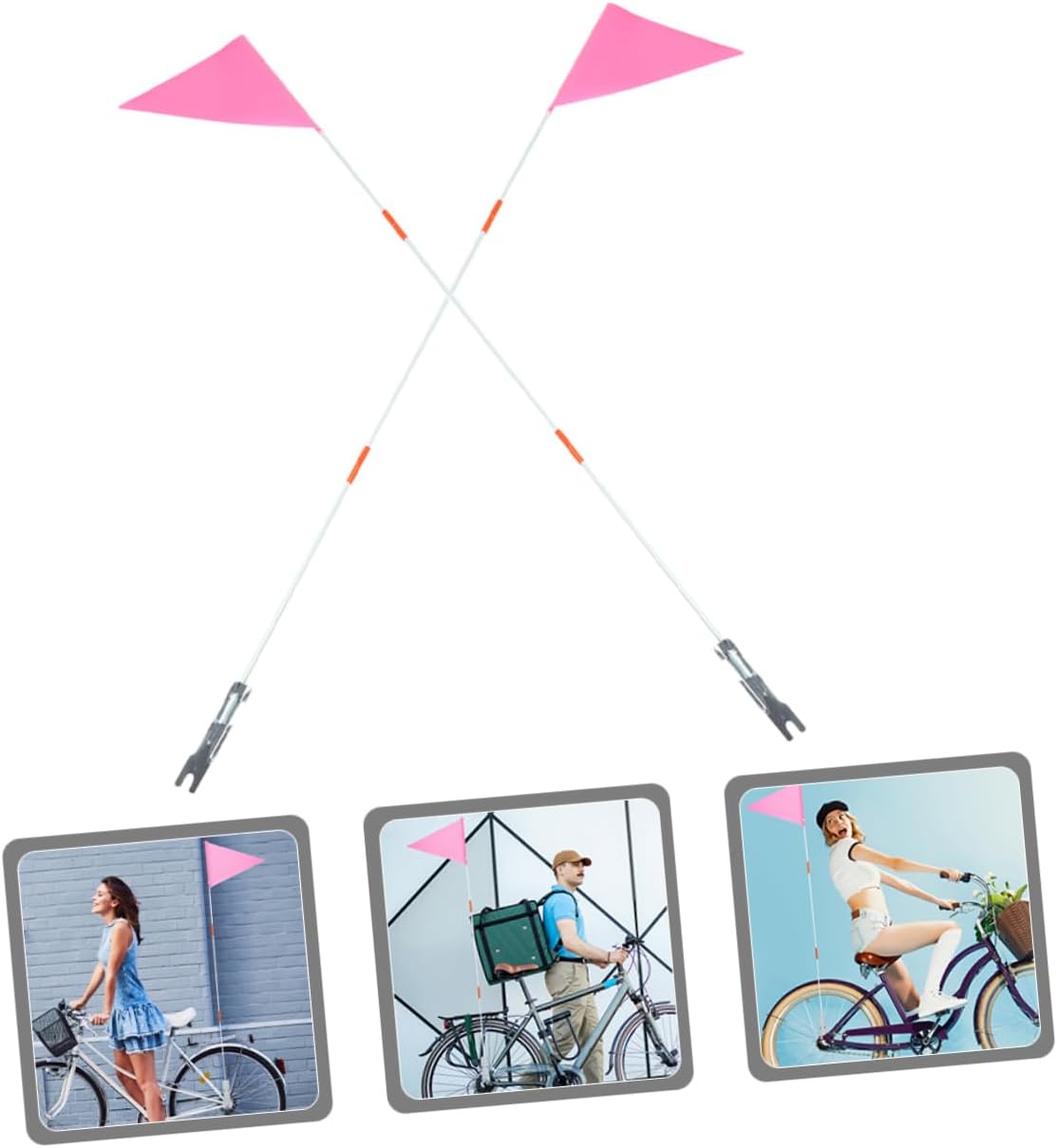 BESTonZON 2sets Outdoor Bike Flags Wear-Resistant Poles Bright Safety Flags for Cycling Lightweight and Portable Safety Accessories for Boys and Girls and Team Events