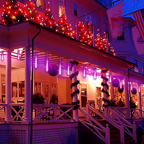 Purtuemy 30CM PURPLE Halloween Lights Outdoor, Meteor Shower Lights 12 Inch 8 Tubes Icicle Fairy String Lights thumb #5