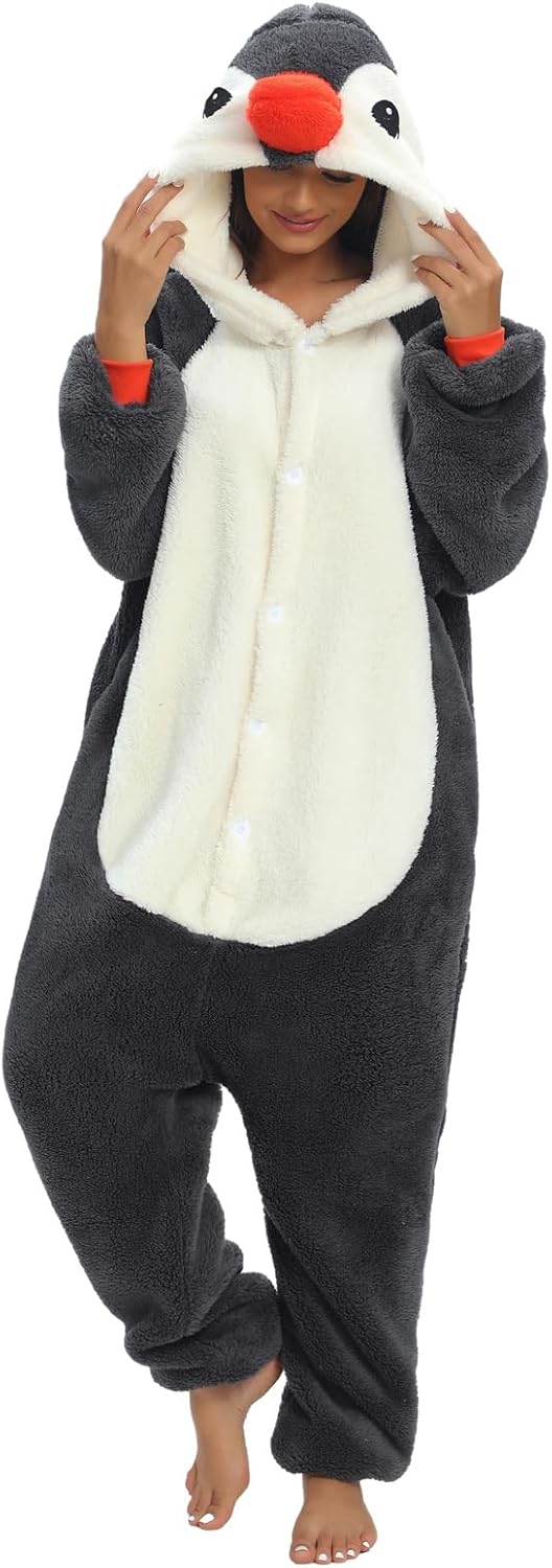 LATH.PIN Animal Onesie Pajamas for Adults Unisex One Piece Halloween Cosplay Costume Sleepwear for Women and Men