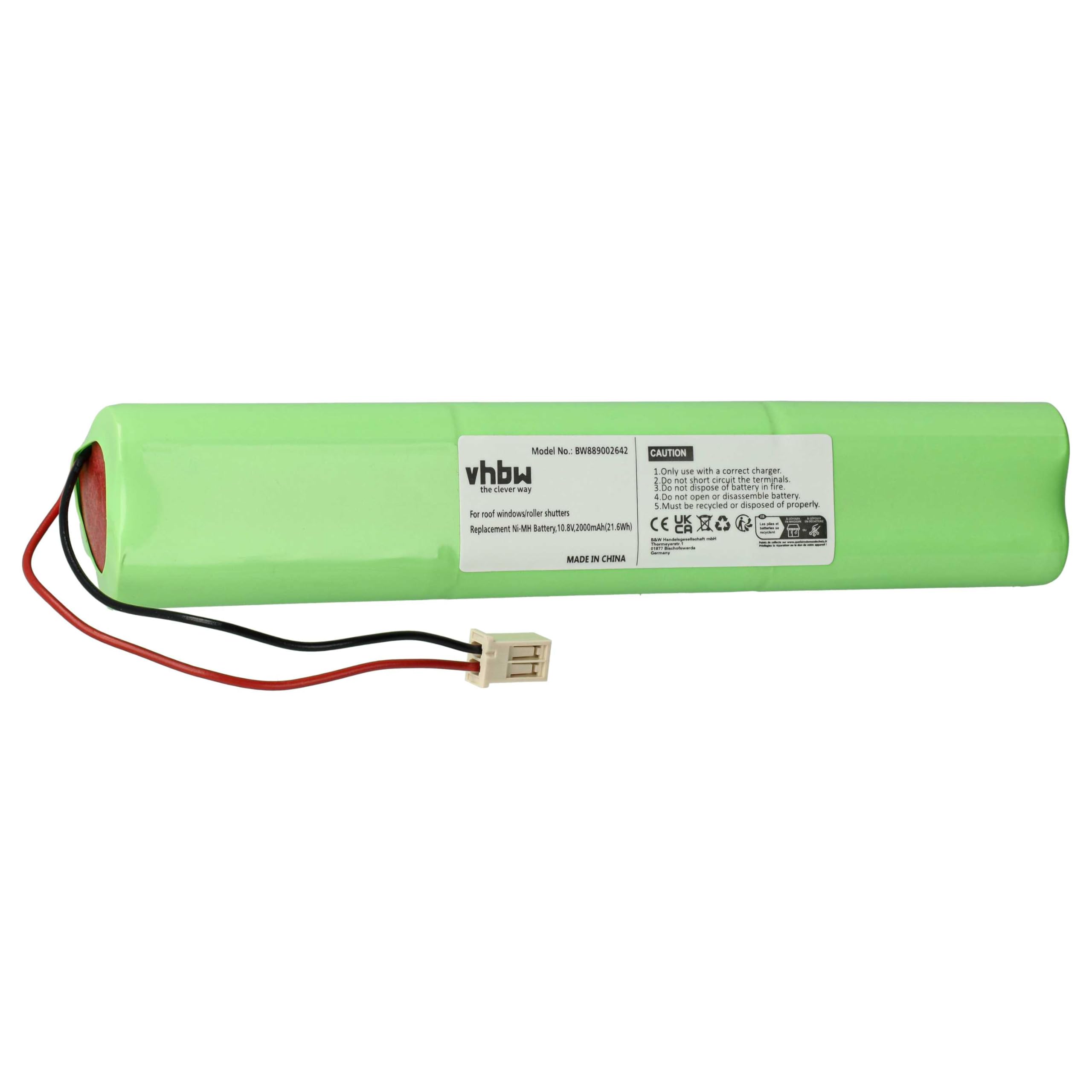 vhbw Cargador Incl. batería (2000 mAh) reemplaza Velux 946933, 946930, GP210AFHT, 846933 para baterías NiMH