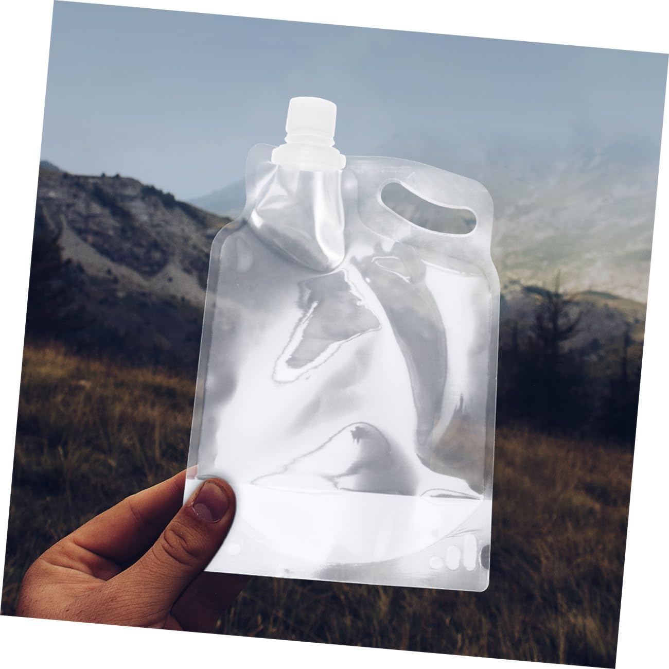 Kisangel Outdoor Water Bags 4-Pack 32Oz Foldable Water Containers Lightweight Portable Jugs with Durable Handle for Camping Hiking Backpacking