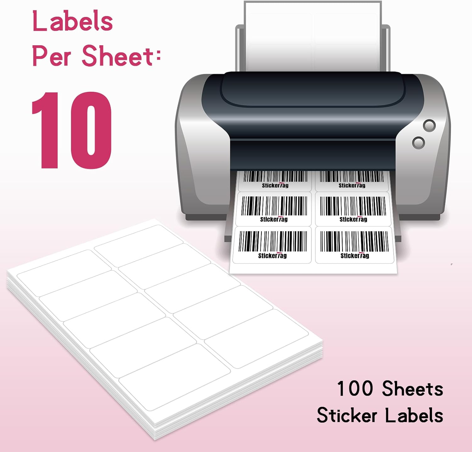10UP 2" x 4" Shipping Labels Compatible with Laser & Inkjet Printers, Address Mailing Labels Self Adhesive Sticker Labels (100 Sheets,1000 Labels) - Image 5