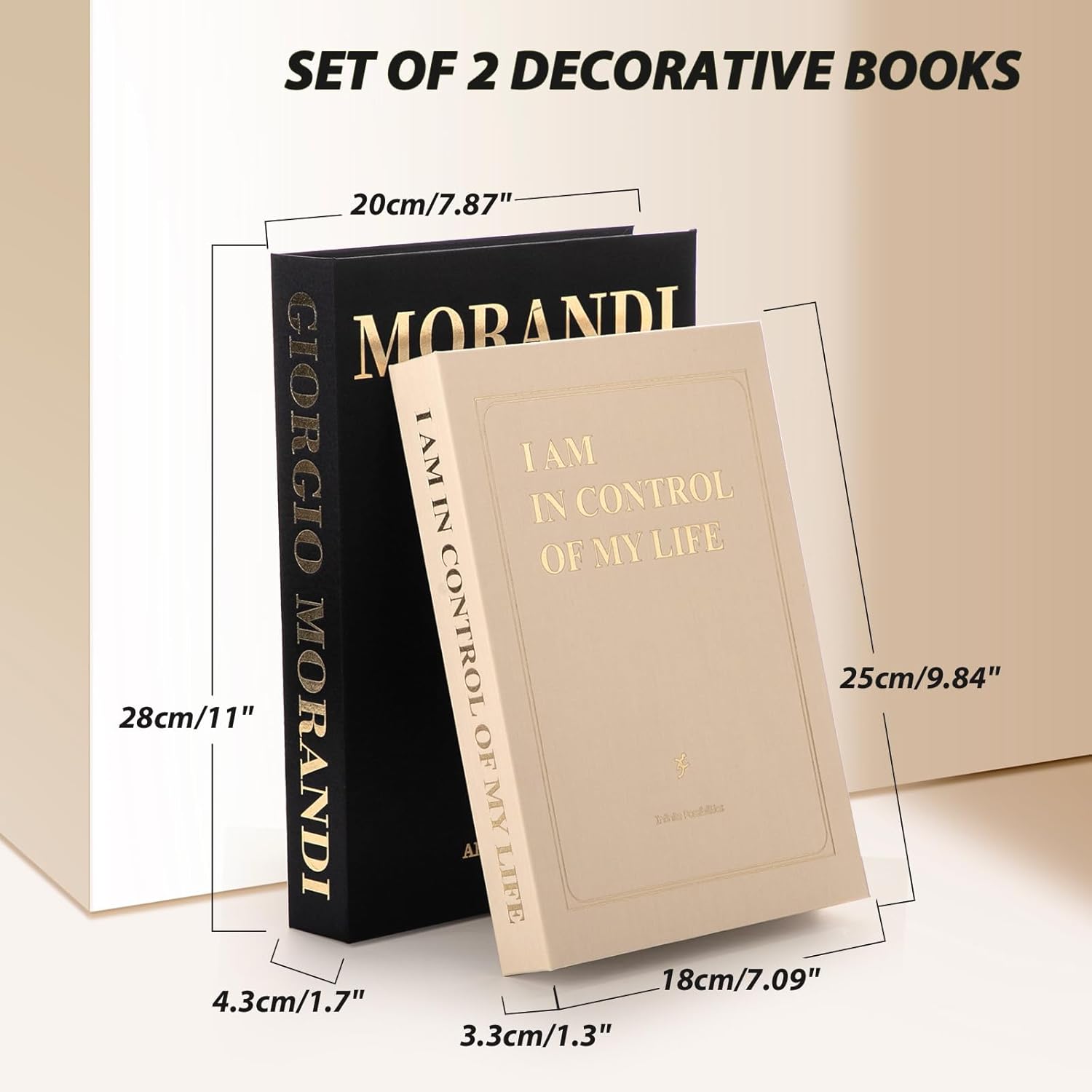 Decorative Books for Home Decor - Set of 2 Fake Books for Decoration, Faux Book Storage Box Enhance Your Coffee Table, Bookshelf & Mantel Shelf Decor, Linen Book Decor Aesthetic Set, Books Decor