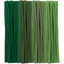 Green Pipe Cleaners, 100 Pieces Chenille Stems Craft, 12 inch Long Fluffy Pipe Cleaners for Creative DIY Art Craft Projects, Home Decoration Supplies 6 mm x 30 cm, Green Series-4 Colors