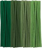 Green Pipe Cleaners, 100 Pieces Chenille Stems Craft, 12 inch Long Fluffy Pipe Cleaners for Creative DIY Art Craft Projects, Home Decoration Supplies (6 mm x 30 cm, Green Series-4 Colors)