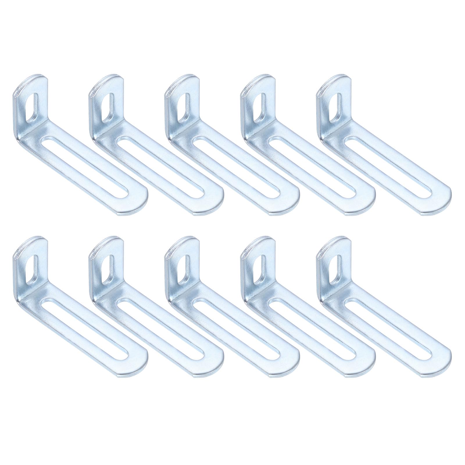 sourcing map 10 Pcs Adjustable Right Angle Brackets, Slotted L-Shape Corner Bracket 65mm, 90 Degree Steel l Bracket Support for Shelves, Wood Furniture Construction, Silver