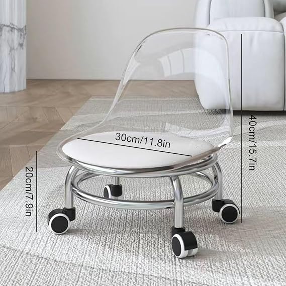 Low Rolling Stool With Wheels, Rolling Garage Stool With Back Support,360° Rotating Floor-Friendly Wheels For Home, Office,Garage & Salon(Color:Pink)