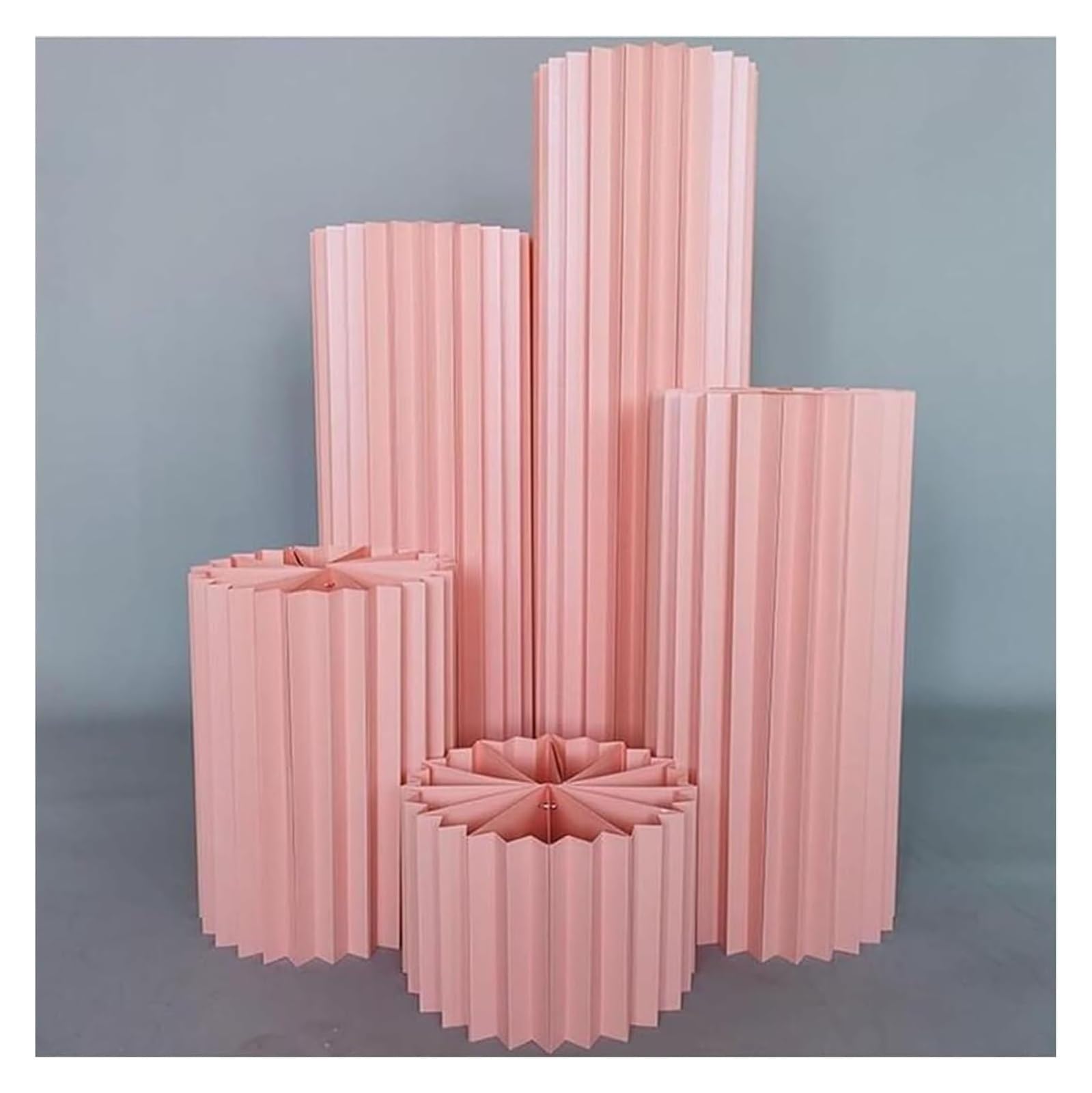 nxjaSDH Foldable paper column display stand, 5PCS Round Cylinder Stands For Party Wedding Centerpieces Cardboard Vases,Foldable Display Paper Columns(Roze,40cm)