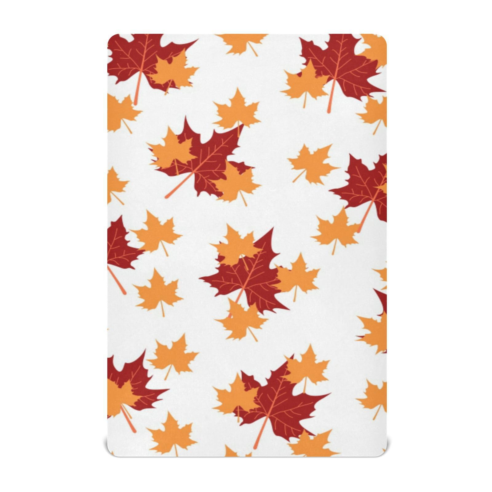 Moudou Autumn Maple Leaf Playard Sheet for Boy Girls, Soft Breathable Fitted Toddler Sheet for Standard Playard Bed Mattress, 39 x 27 x 5 Inch