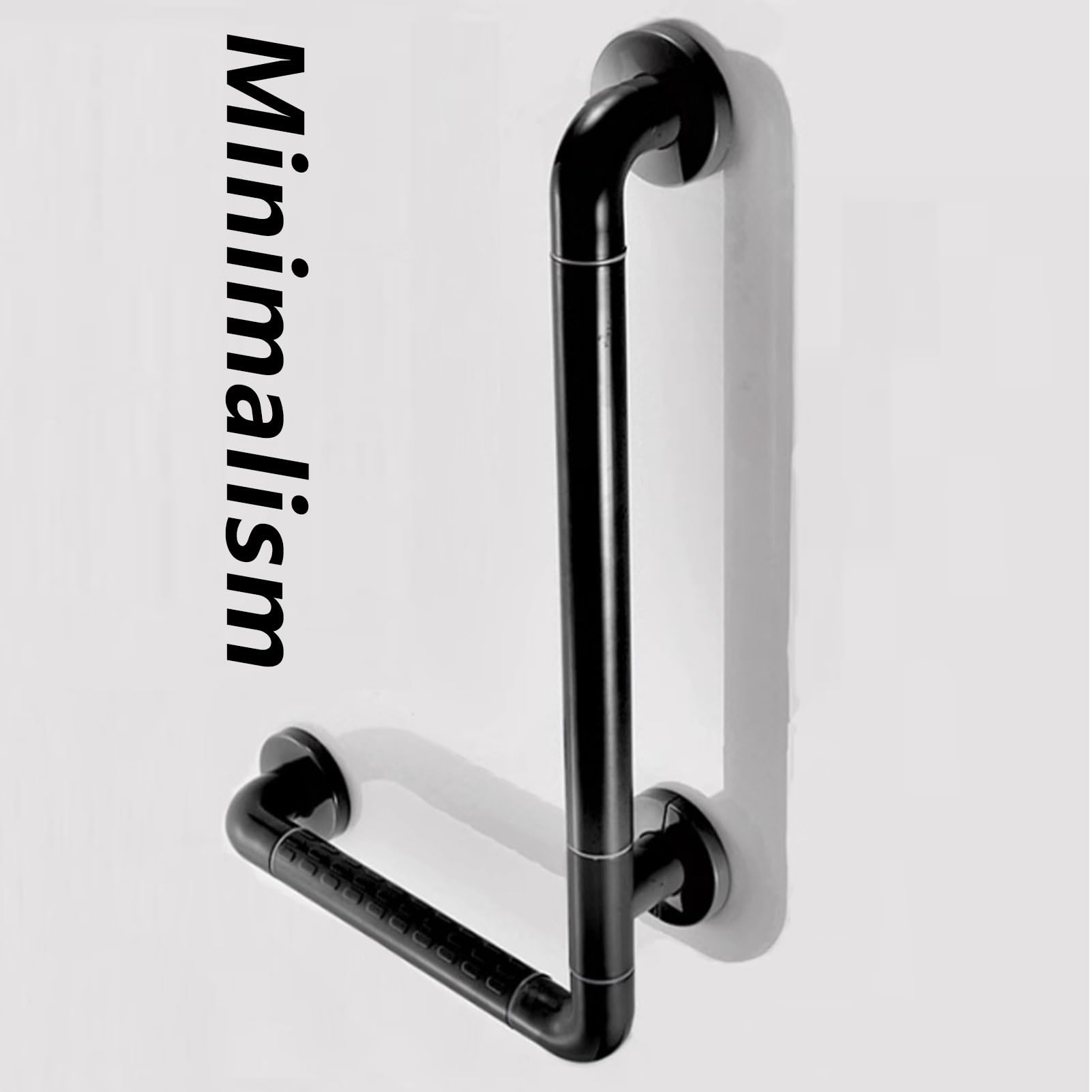 Barra De Apoyo En Ángulo, Barra De Apoyo En Forma De L for Ducha, Barra De Apoyo for Baño De Acero Inoxidable Negro, Barra De Apoyo for Ducha Con Anillos Luminosos(60cm)