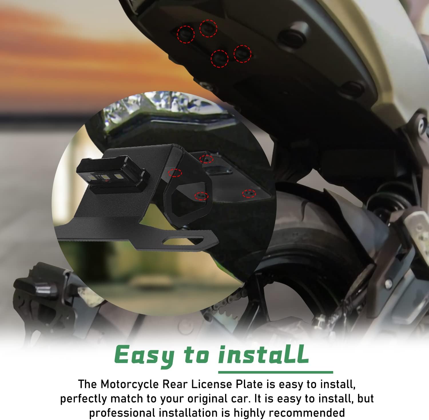 Motorcycle Tail Tidy Rear License Number Plate Registration Mount Bracket Fender Eliminator Kit Compatible with Ninja 650 Z650 Z 650 2017 2018 2019 2020 2021 2022 2023 2024