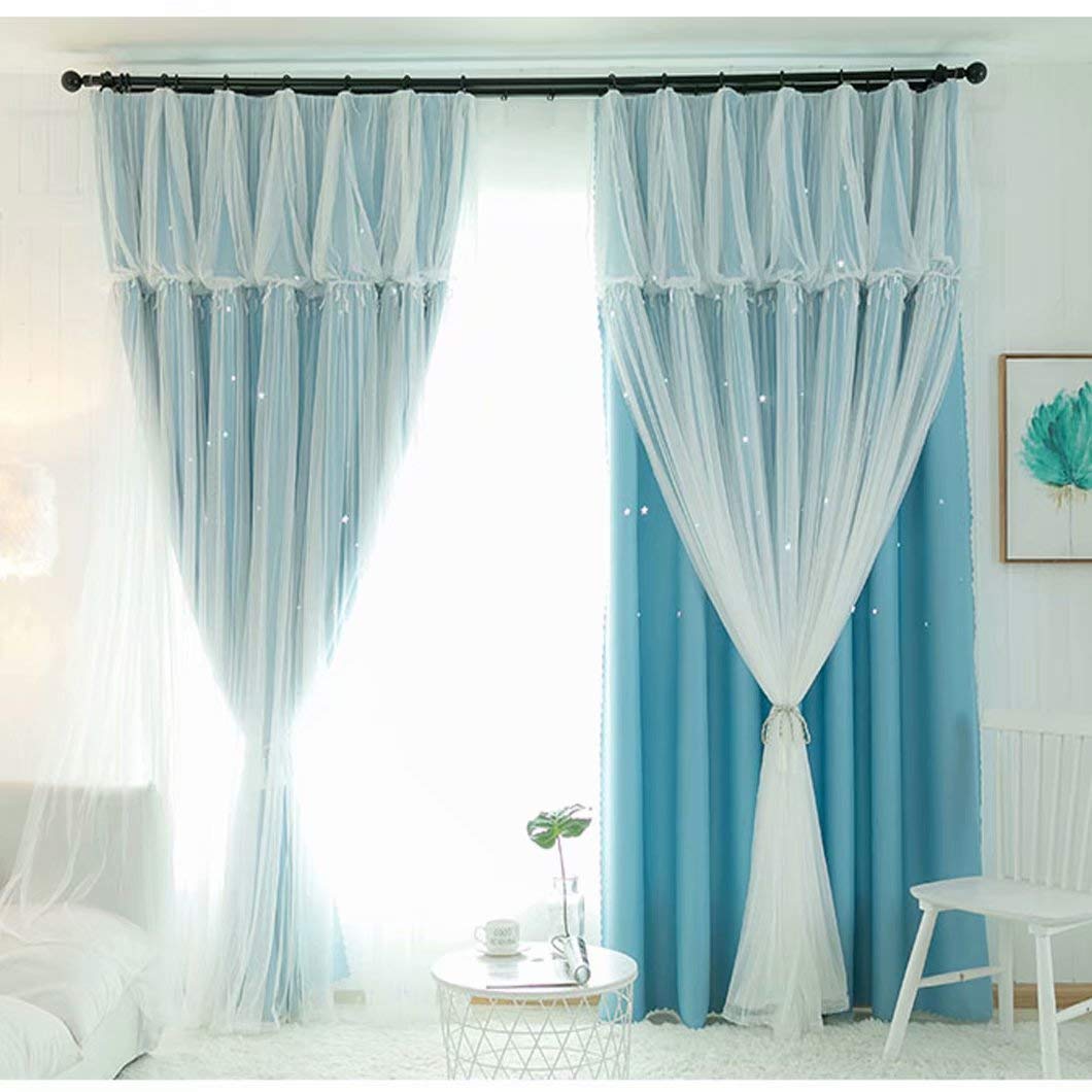 Amazon｜姫系 カーテン 遮光 遮像 二重 レース 可愛い 星 透かし彫り 4
