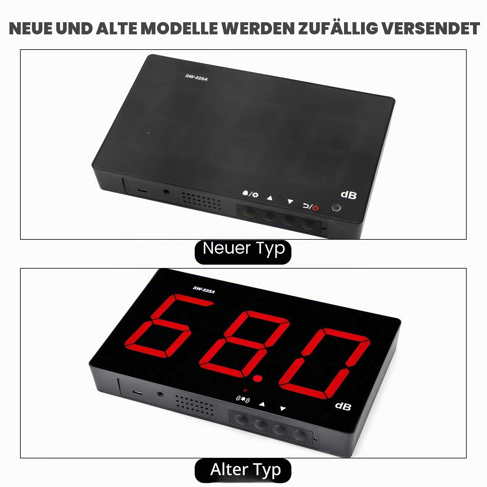 30dB-130dB Messgerät, DC5V 1A Micro USB Dezibelmesser SW-525A Großer dB Anzeige LED Schallpegelmesser Wandmontierter, dB Messgerät mit Alarm für Umgebungslärmerkennung