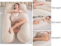 Vista 4 de Almohada de embarazo con almohada de memoria, almohada corporal en forma de U para mujeres embarazadas para ayudar a dormir, con funda de algodón