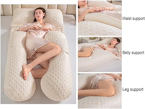 Miniatura 4 de Almohada de embarazo con almohada de memoria, almohada corporal en forma de U para mujeres embarazadas para ayudar a dormir, con funda de algodón