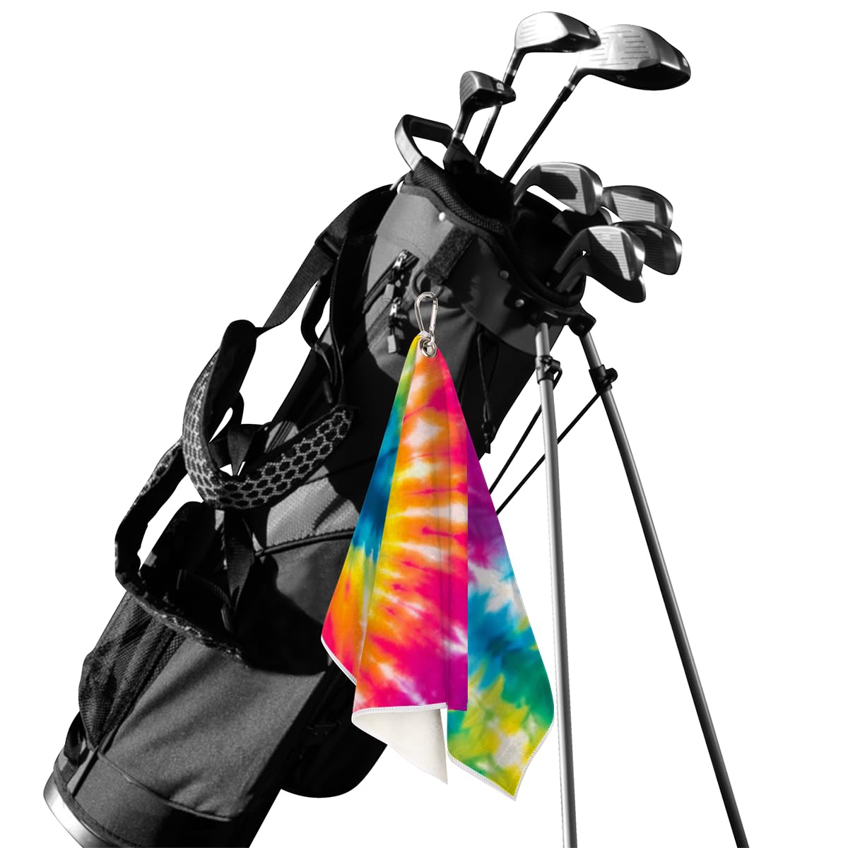 Rainbow Tie Dyeing Microfiber Golf Towel Microfiber Golf Towels for Golf Bags with Clip Golfer Funny Golf Gift for Men & Women 15