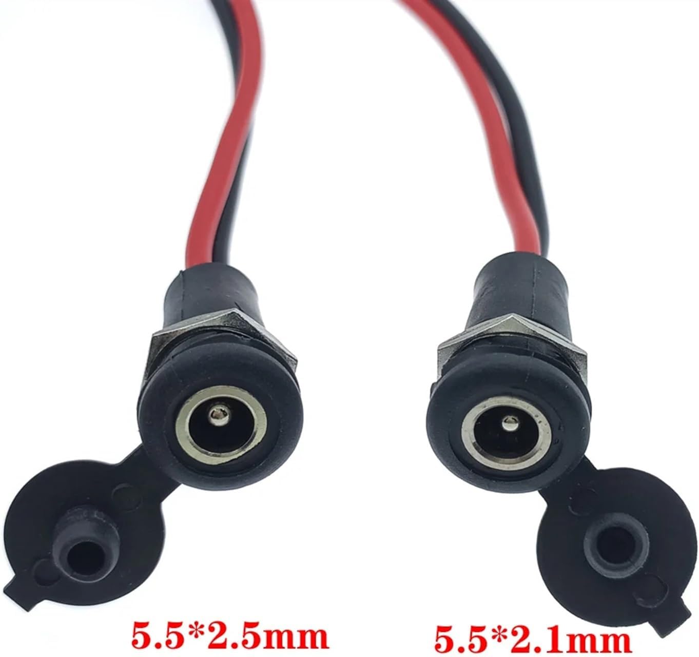 1pcs DC Power Supply Threaded Charging Socket 5.5x2.1mm 5.5x2.5mm Female Jack Panel Mount Connector with nut Wire Waterproof Cap(5.5-2.5mm)