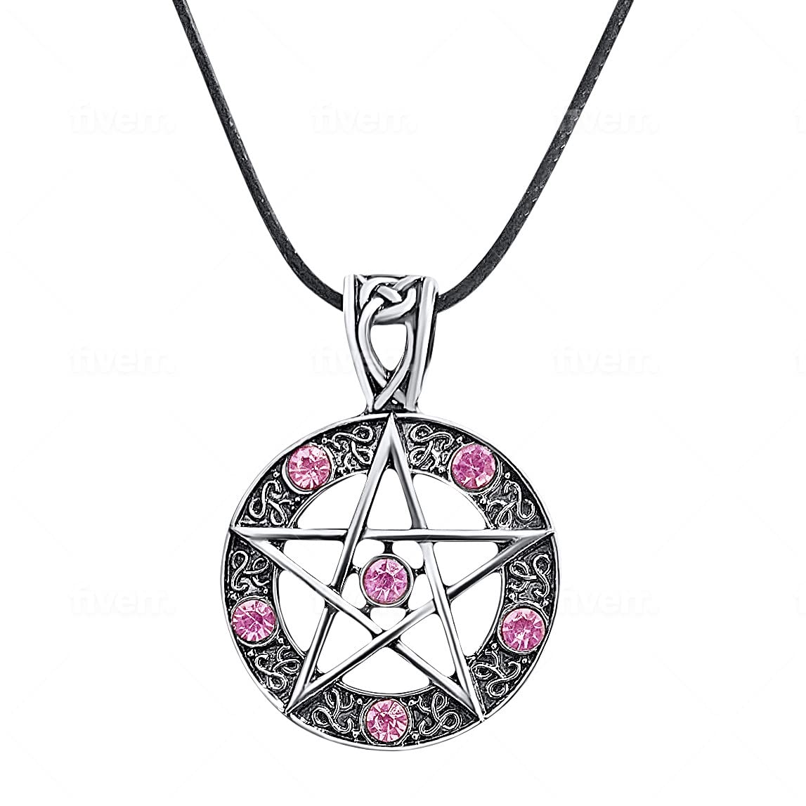 Purple Pentacle Pentagram Necklace With Light Purple Amethyst Like CZ Gothic Wicca Jewelry