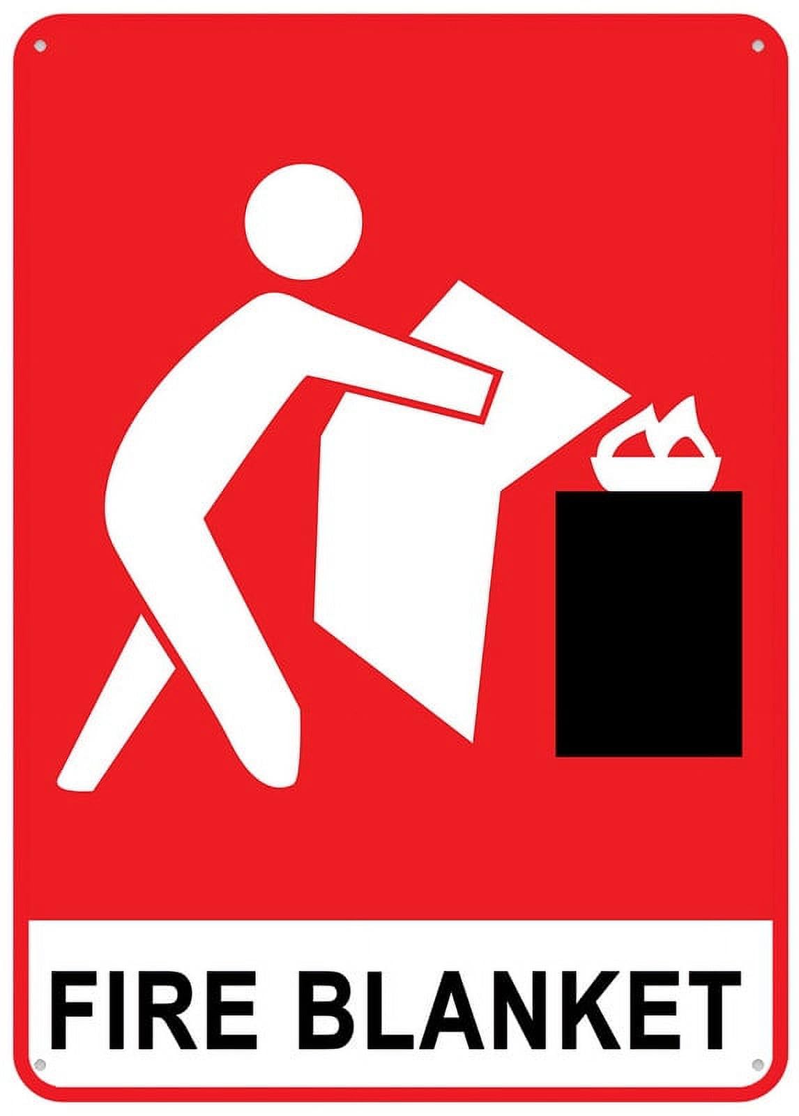 Fire Blanket Sign for Business 8"x12" Rust-Free Aluminum UV Printed, 4 Pre-Drilled Holes, Weatherproof