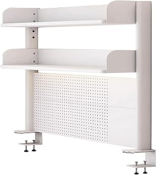 Desktop Storage Rack, With Holes, 1/2/3 Tiers, White, Assembly, Multi-Function, School/Office/Office Supplies 2 Tiers Width 23.6 inches 60 cm High 37.4 inches 95 cm
