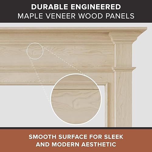 Miniatura 8 de Kit de Envolvente de Chimenea Tradicional de Madera Lakeport de Modern Ember, Sin Acabado con Apertura de 56 Pulgadas  Diseño Elegante con Moldura