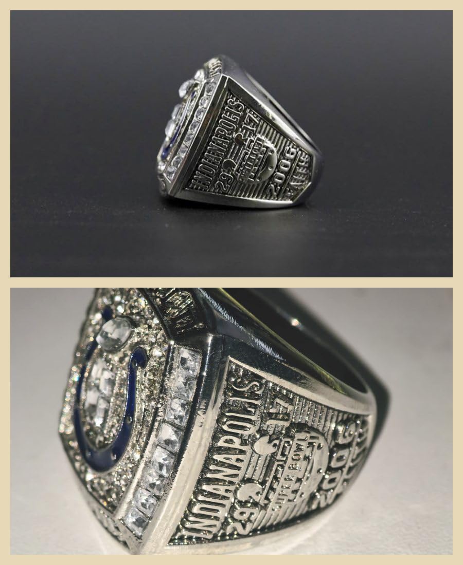 IN 2006 Super Football Champion Ring Colt & Silver with Senior FrameBox Senior Luxury Gift Sport Fan Series Events Showcased Celebrate Victory Adult