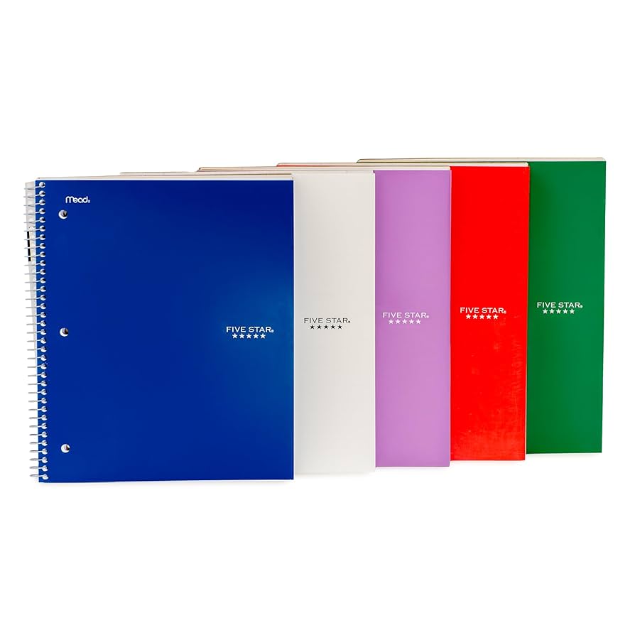꒰ ♩ ꒱ Five Star 2-Subject Spiral Notebook, 8.5