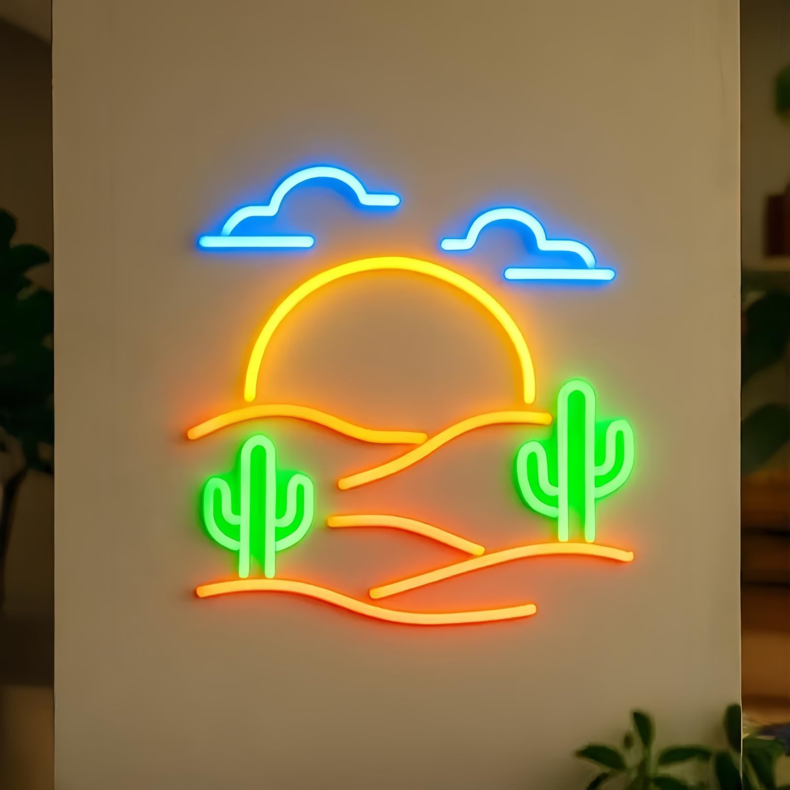 Neonreklame Kaktusform, Neonlicht für mexikanische Wüstenpflanzen