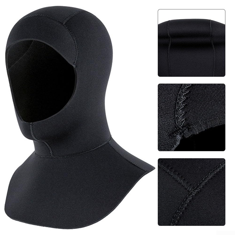 Cappello per immersioni subacquee in neoprene per immersioni subacquee, surf colore nero (L/XL 3 mm nero)