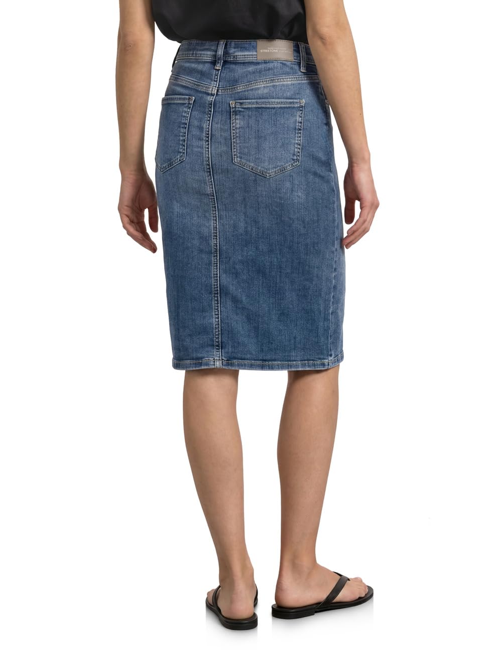 Street One Damen High Waist Midirock mit Knopfdetails