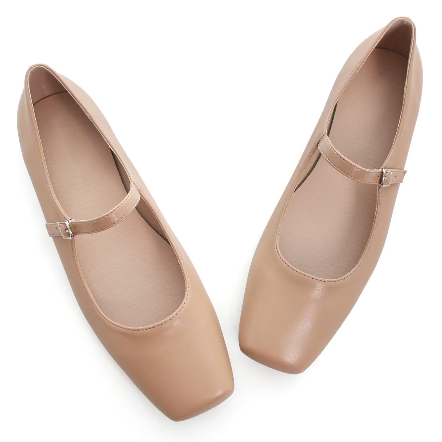 LUXINYU Women's Slip on Flats,Classy Round Toe Solid Classic Mary Jane Ballet Dance Shoes Soft Comfortable PU Flat Shoes